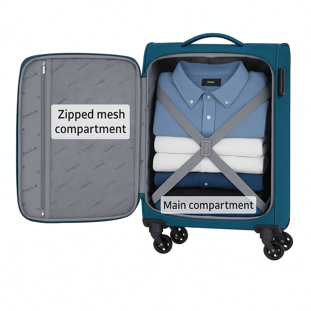 Eagle Super Lightweight 4 Wheels Spinner Soft Shell Expandable Luggage Teal