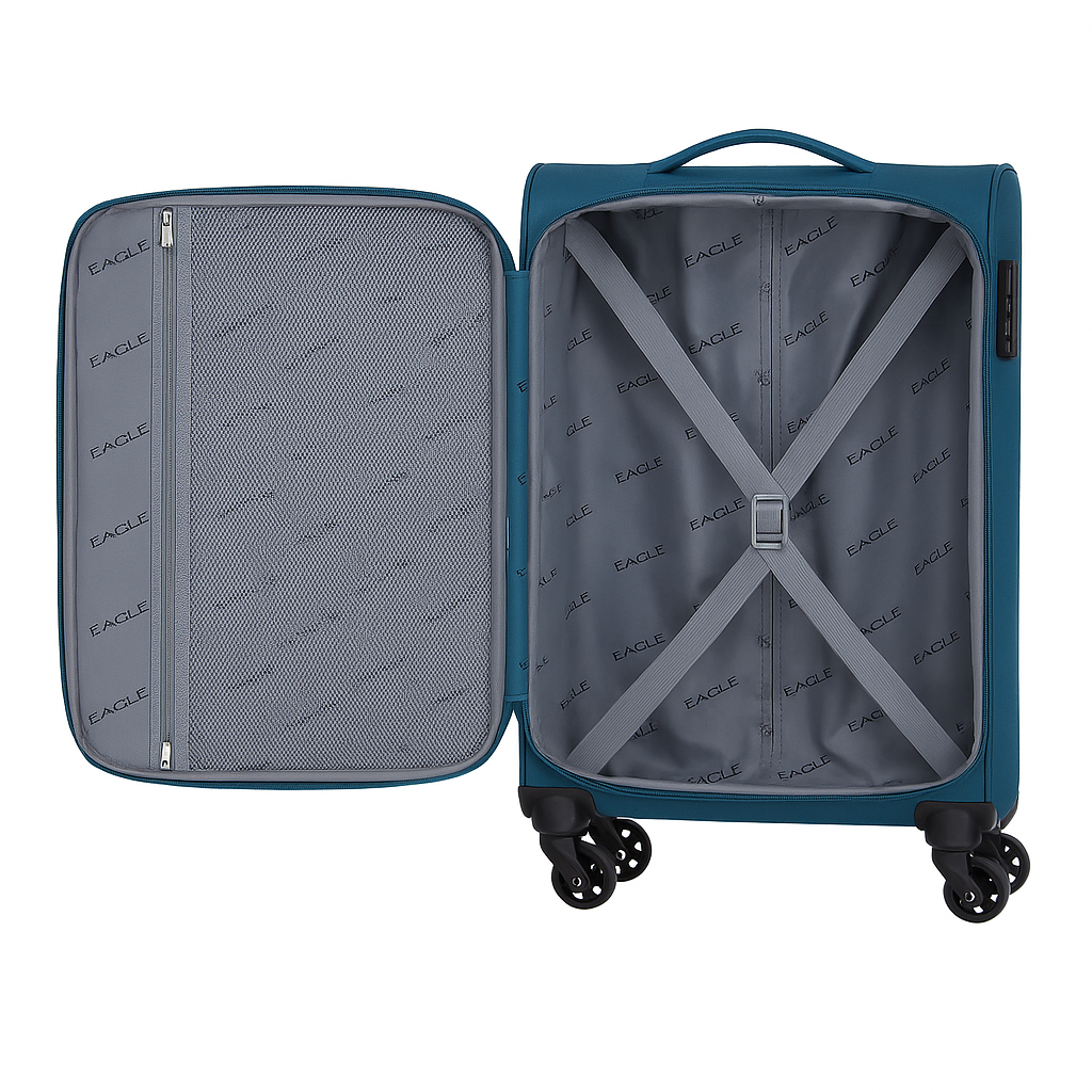 Eagle Super Lightweight 4 Wheels Spinner Soft Shell Expandable Luggage Teal