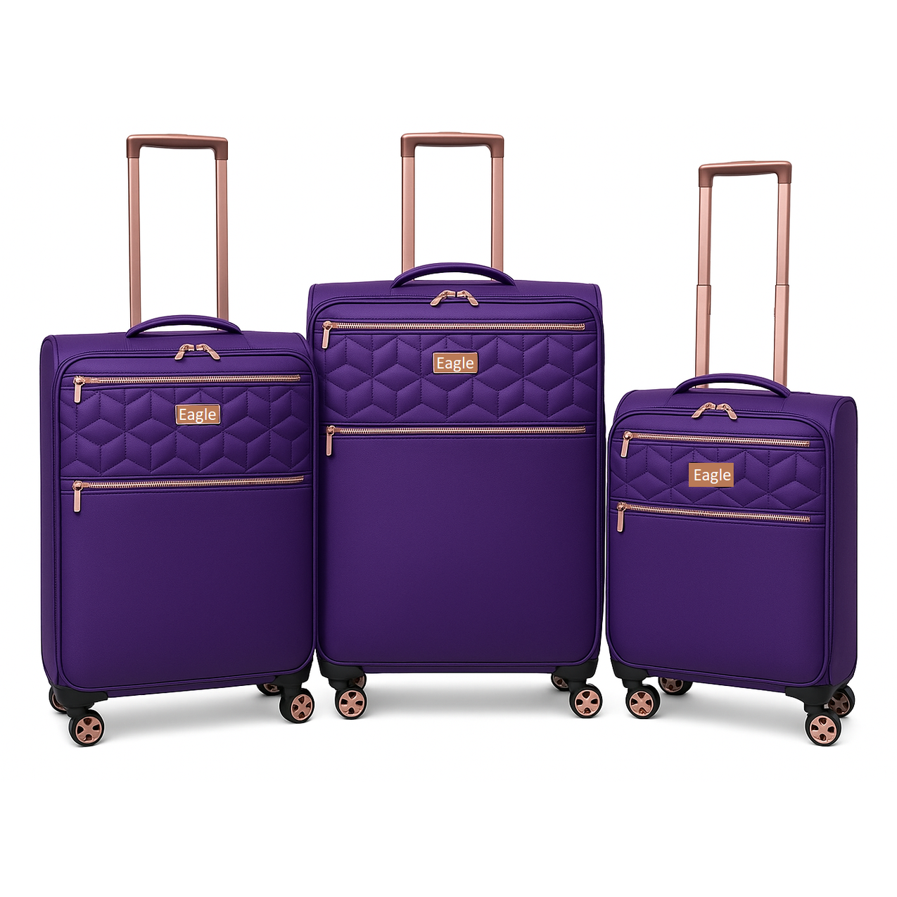 EAGLE Skyper Expandable Softshell Luggage – Super Light, 8-Wheel Spinner - Purple