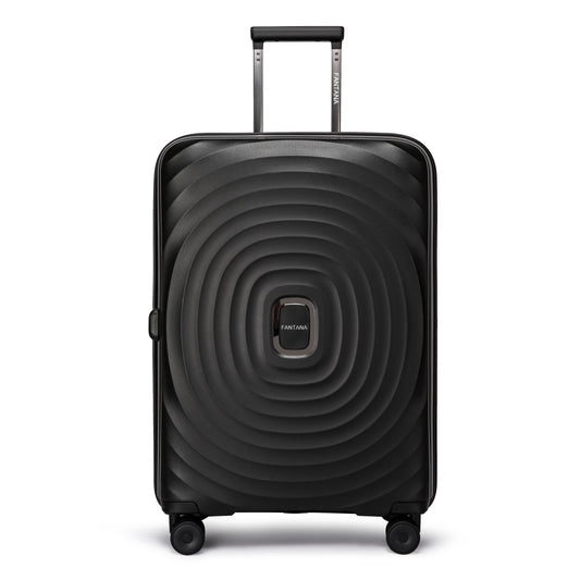 Fantana Hard Shell Polypropylene Suitcase 4 Wheels Travel Luggage Trolley Ultra Light Case Black