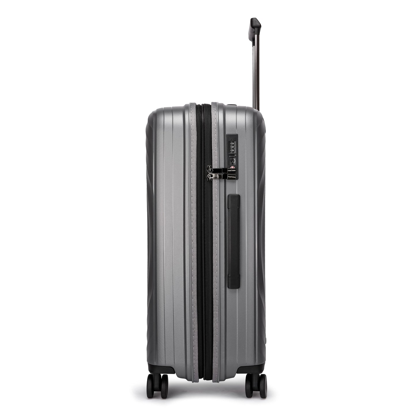 Fantana Hard Shell Polypropylene Suitcase 4 Wheels Travel Luggage Trolley Ultra Light Case Grey