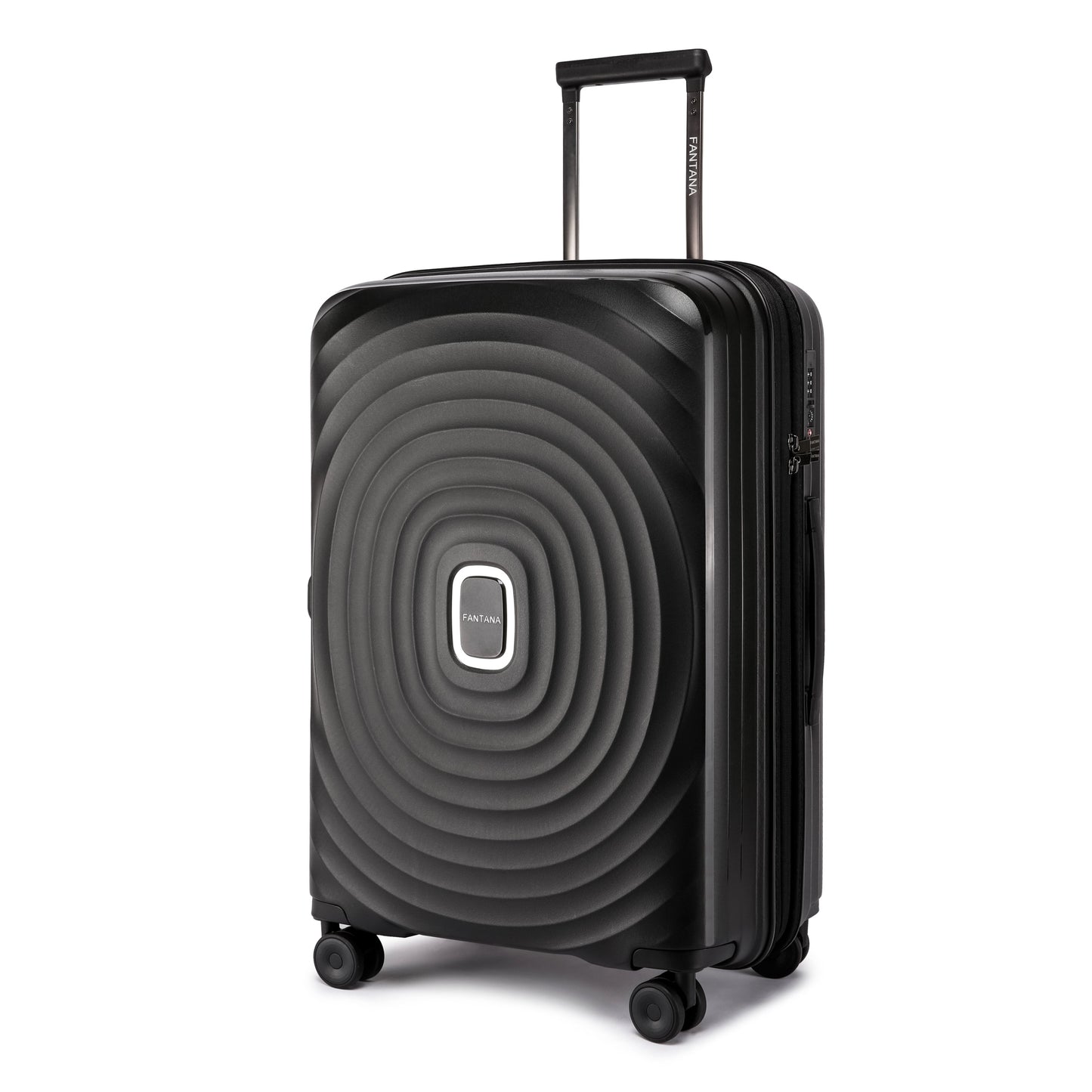 Fantana Hard Shell Polypropylene Suitcase 4 Wheels Travel Luggage Trolley Ultra Light Case Black