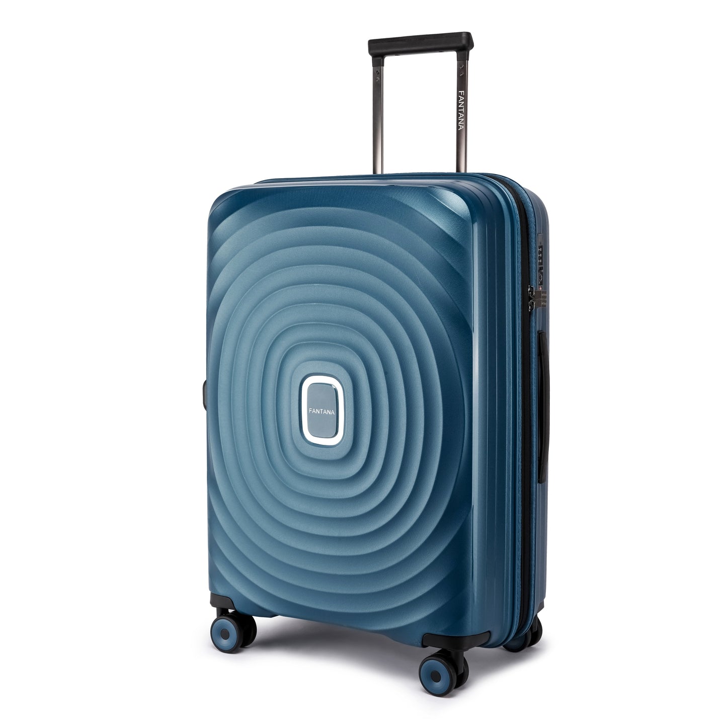 Fantana Hard Shell Polypropylene Suitcase 4 Wheels Travel Luggage Trolley Ultra Light Case Wine Blue