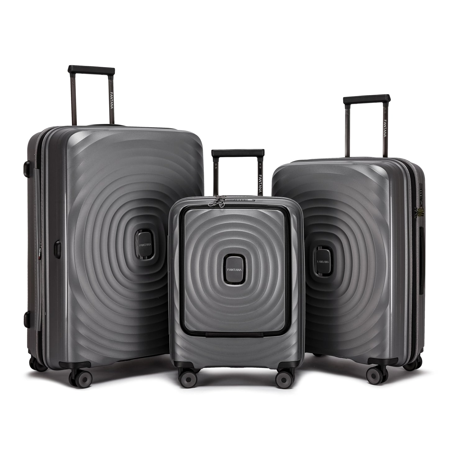 Fantana Hard Shell Polypropylene Suitcase 4 Wheels Travel Luggage Trolley Ultra Light Case Grey