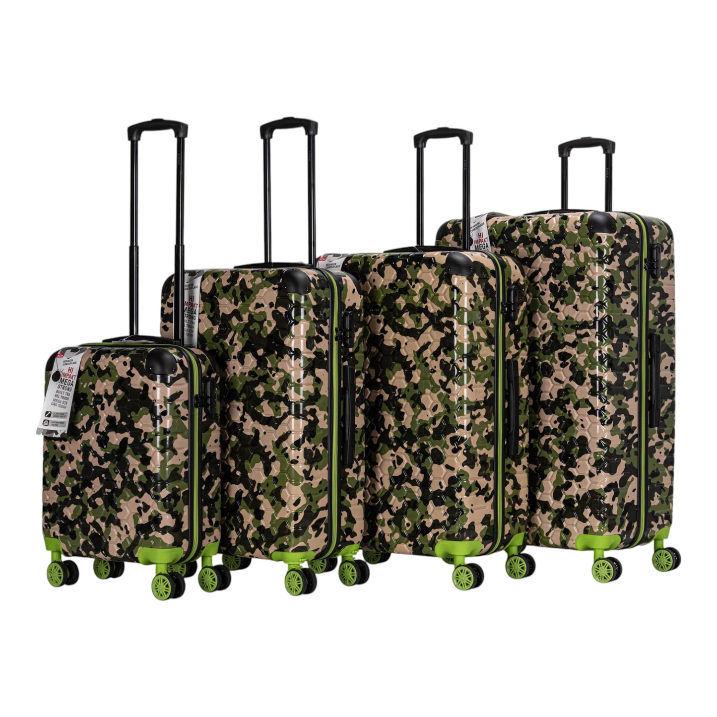 Eagle Camouflage Print Lightweight 4 Wheel ABS Hard Shell Luggage Suitcase Green