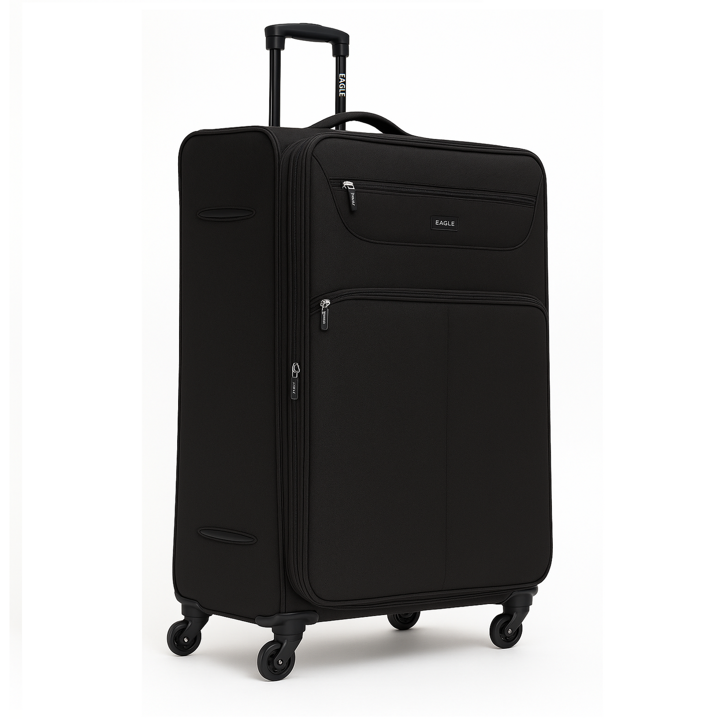 Eagle Super Lightweight 4 Wheels Spinner Soft Shell Expandable Luggage Black