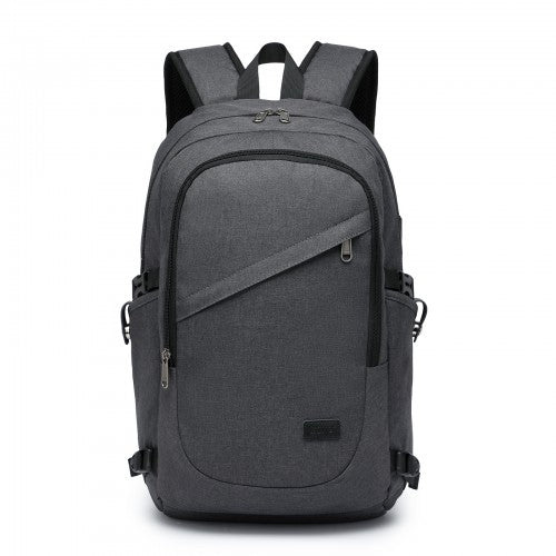 BPK2426 - Kono Minimalist Design Tech Backpack with USB & Type-C Port and Laptop Compartment - Dark Grey