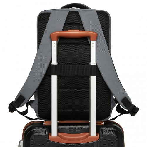 BPK2504 - Kono 20L Cabin Backpack with Red Trim for 15.6” Laptop – Water-Resistant Travel Daypack with Luggage Strap - Grey