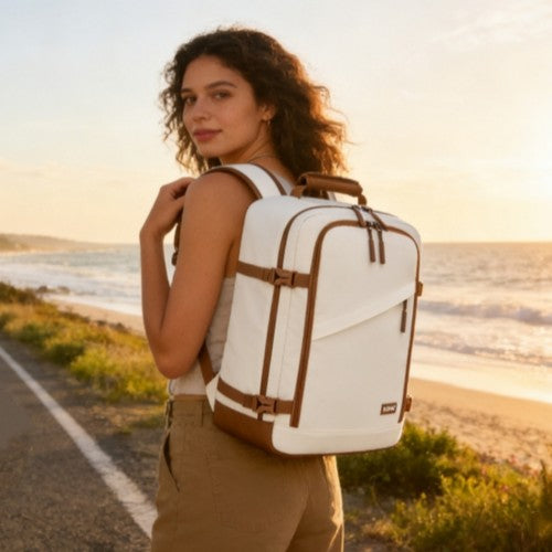 Kono BPK2565 40×30×20 cm beige and brown cabin backpack – detail view 11