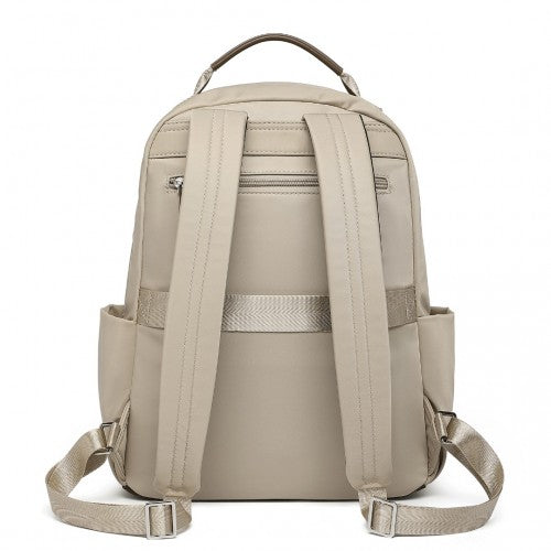BPM2431 - Miss Lulu Stylish Backpack with Laptop Sleeve and Multiple Pockets and Trolley Sleeve - Beige And Brown