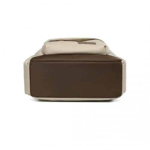 BPM2431 - Miss Lulu Stylish Backpack with Laptop Sleeve and Multiple Pockets and Trolley Sleeve - Beige And Brown
