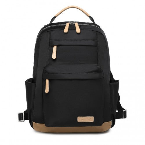 BPM2431 - Miss Lulu Stylish Backpack with Laptop Sleeve and Multiple Pockets and Trolley Sleeve - Black And Apricot