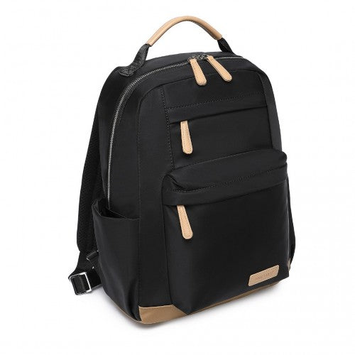 BPM2431 - Miss Lulu Stylish Backpack with Laptop Sleeve and Multiple Pockets and Trolley Sleeve - Black And Apricot