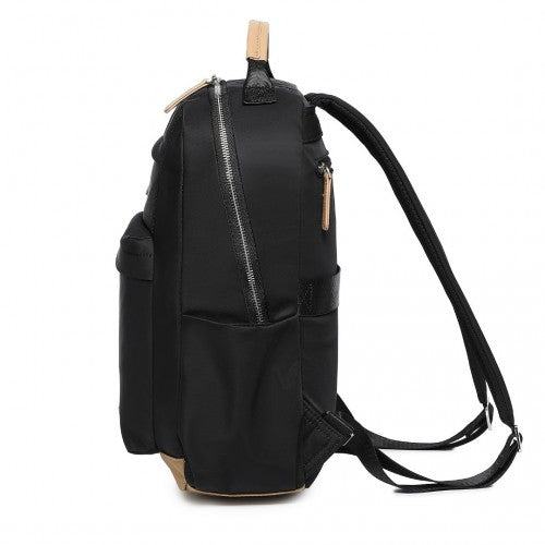 BPM2431 - Miss Lulu Stylish Backpack with Laptop Sleeve and Multiple Pockets and Trolley Sleeve - Black And Apricot