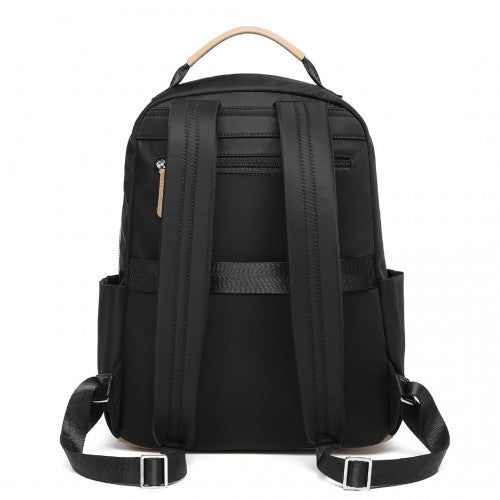 BPM2431 - Miss Lulu Stylish Backpack with Laptop Sleeve and Multiple Pockets and Trolley Sleeve - Black And Apricot