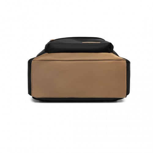 BPM2431 - Miss Lulu Stylish Backpack with Laptop Sleeve and Multiple Pockets and Trolley Sleeve - Black And Apricot