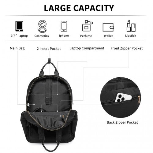 BPM2439 - Miss Lulu Versatile Stylish Backpack with Laptop Compartment and Trolley strape - Black