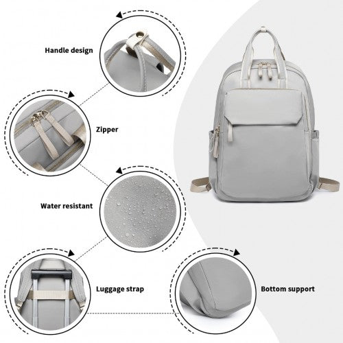 BPM2439 - Miss Lulu Versatile Stylish Backpack with Laptop Compartment and Trolley strape - Grey