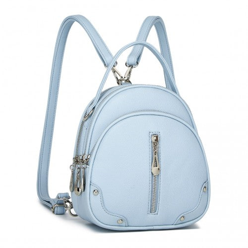 BPM2450 - Miss Lulu Convertible Mini Backpack for Women - PU Leather 3-in-1 Small Handbag, Crossbody Bag & Shoulder Backpack - Blue