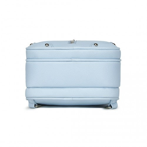 BPM2450 - Miss Lulu Convertible Mini Backpack for Women - PU Leather 3-in-1 Small Handbag, Crossbody Bag & Shoulder Backpack - Blue