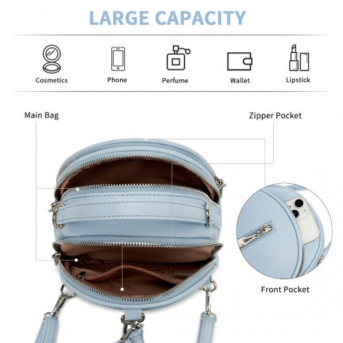 BPM2450 - Miss Lulu Convertible Mini Backpack for Women - PU Leather 3-in-1 Small Handbag, Crossbody Bag & Shoulder Backpack - Blue