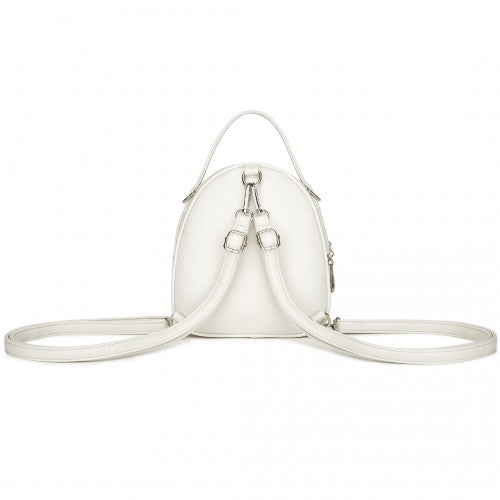 BPM2450 - Miss Lulu Convertible Mini Backpack for Women - PU Leather 3-in-1 Small Handbag, Crossbody Bag & Shoulder Backpack - Beige