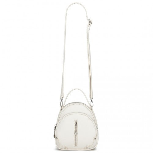 BPM2450 - Miss Lulu Convertible Mini Backpack for Women - PU Leather 3-in-1 Small Handbag, Crossbody Bag & Shoulder Backpack - Beige