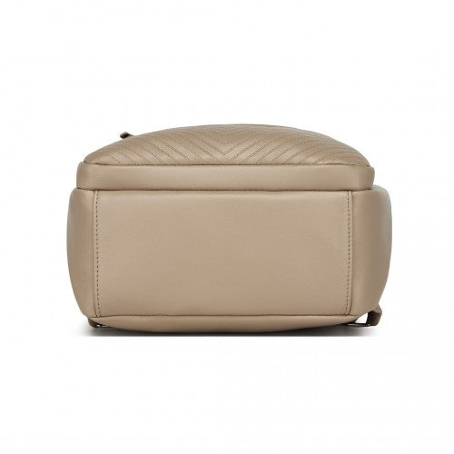BPM2452 - Miss Lulu Stylish PU Leather Backpack with Anti-Theft Back Zipper for Work, Travel & Daily Use - Khaki