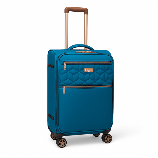 EAGLE Skyper Expandable Softshell Luggage – Super Light, 8-Wheel Spinner - Blue