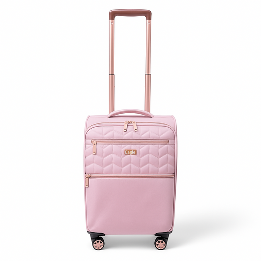 EAGLE Skyper Expandable Softshell Luggage – Super Light, 8-Wheel Spinner - Pink