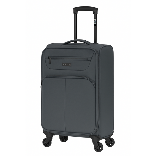 Eagle Super Lightweight 4 Wheels Spinner Soft Shell Expandable Luggage Grey