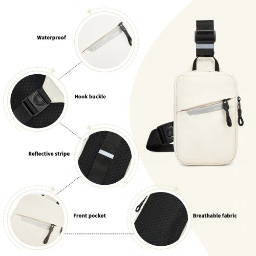 CEK2445 - Kono Lightweight Crossbody Sling Bag with Adjustable Strap Multiple Pockets for Travel and Everyday Use - Beige