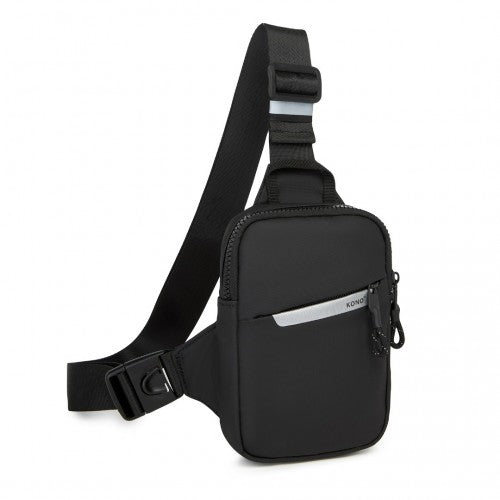 CEK2445 - Kono Lightweight Crossbody Sling Bag with Adjustable Strap Multiple Pockets for Travel and Everyday Use - Black