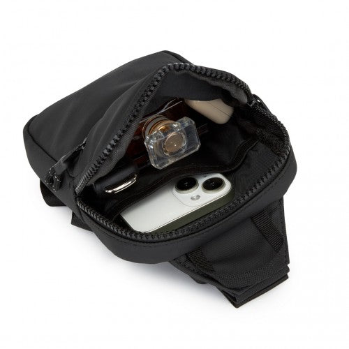 CEK2445 - Kono Lightweight Crossbody Sling Bag with Adjustable Strap Multiple Pockets for Travel and Everyday Use - Black