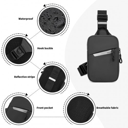 CEK2445 - Kono Lightweight Crossbody Sling Bag with Adjustable Strap Multiple Pockets for Travel and Everyday Use - Grey
