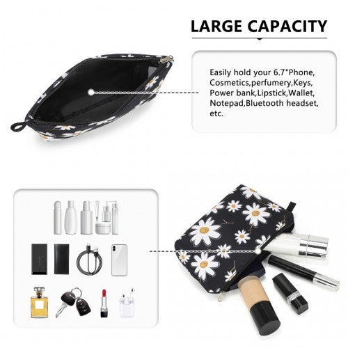 COM2443 - Miss Lulu Multi-Functional Charming Print Cosmetic Bag & Storage Bag for Travel and Everyday Use - Black
