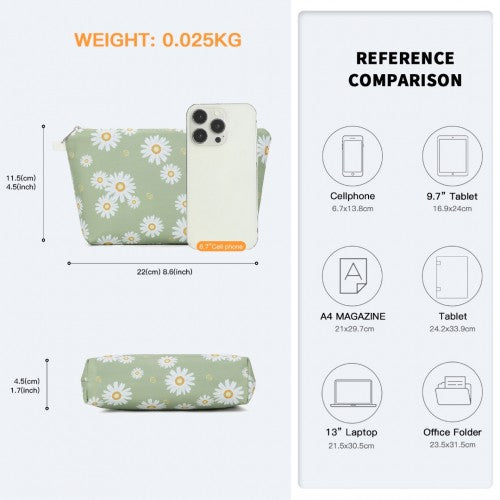 COM2443 - Miss Lulu Multi-Functional Charming Print Cosmetic Bag & Storage Bag for Travel and Everyday Use - Green