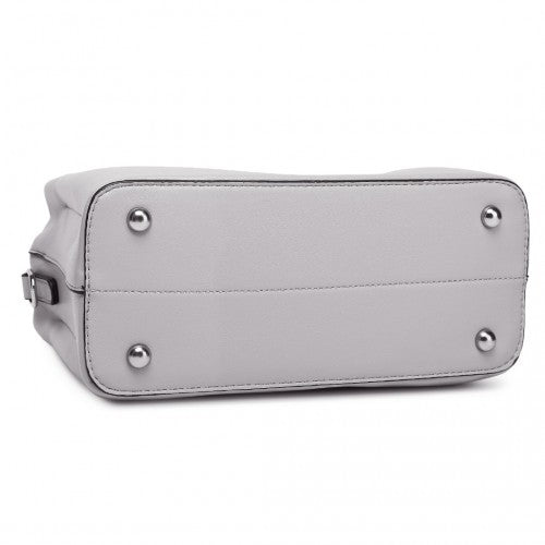 LB2367 - Miss Lulu Stylish PU Leather Handbag With Multi-Compartment Design - Grey