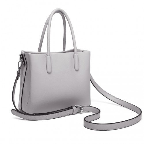 LB2367 - Miss Lulu Stylish PU Leather Handbag With Multi-Compartment Design - Grey