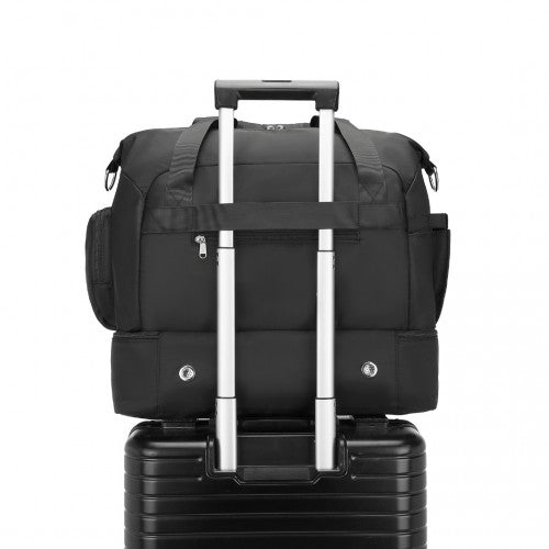 Easy Luggage EA2348 - Kono Waterproof Multi-Pocket Travel Duffel Bag Set With Dedicated Shoe Compartment - Black
