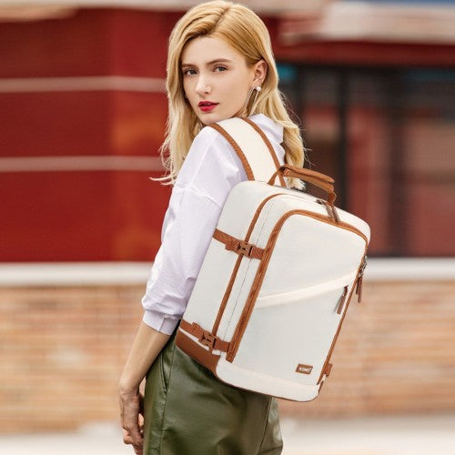 Kono EM2365 beige and brown backpack – detail view 6