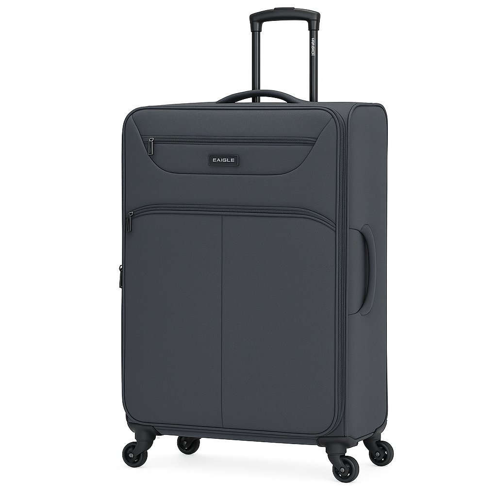 Eagle Super Lightweight 4 Wheels Spinner Soft Shell Expandable Luggage Grey