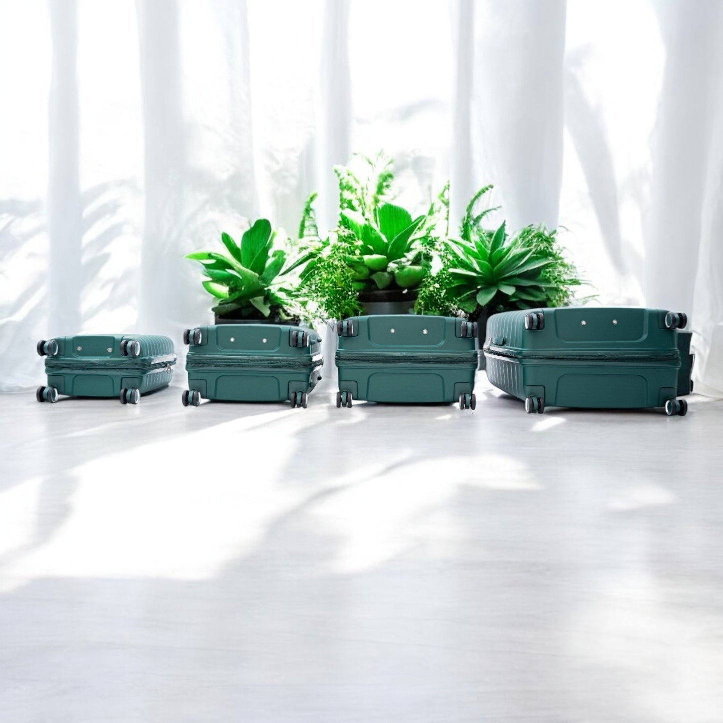 Eagle Verona 3-Piece Expandable Luggage Set - PP Material ,TSA Lock 360 Spinner Wheels - Green
