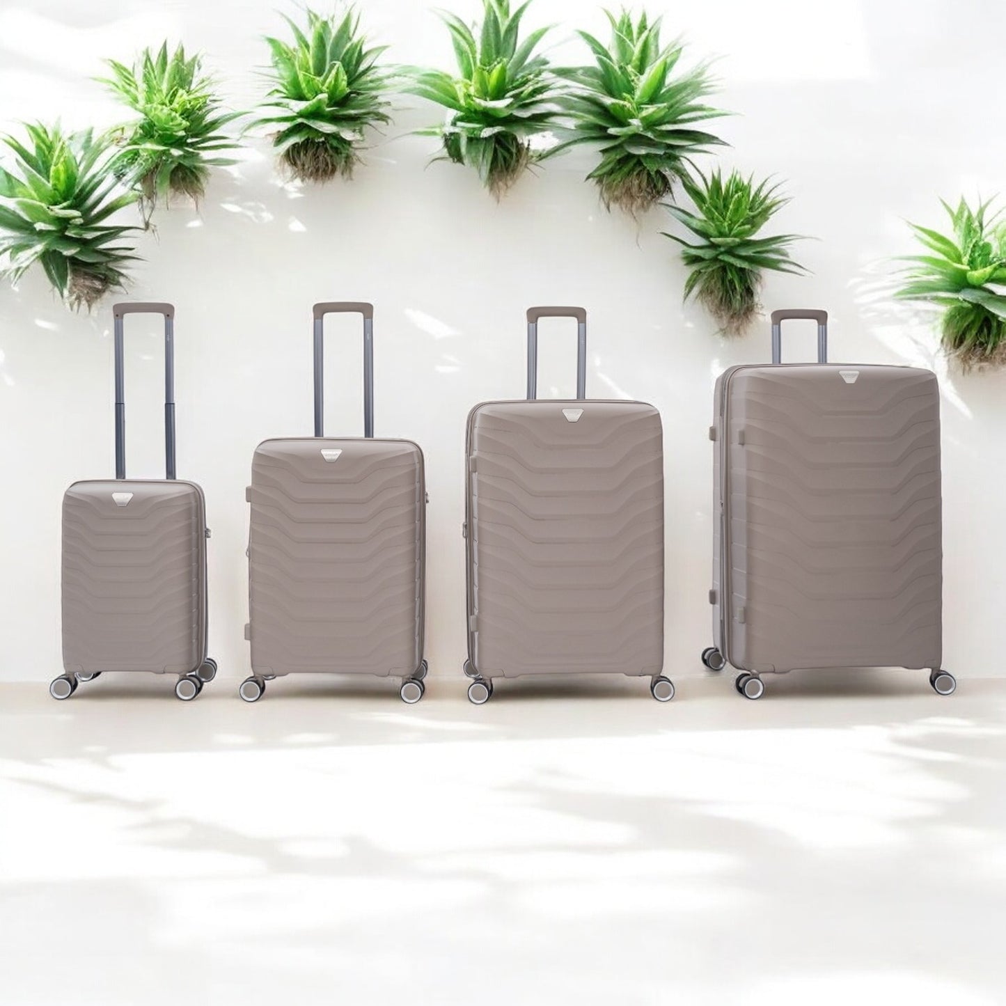 Eagle Verona 3-Piece Expandable Luggage Set - PP Material ,TSA Lock 360 Spinner Wheels - Champagne