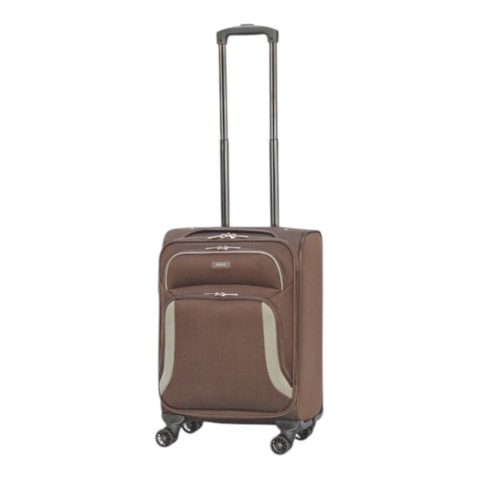 EAGLE – Premium Soft Suitcase with 4 Silent 360° Spinner Wheels, Combination Lock, and Elegant Brown/Grey Design