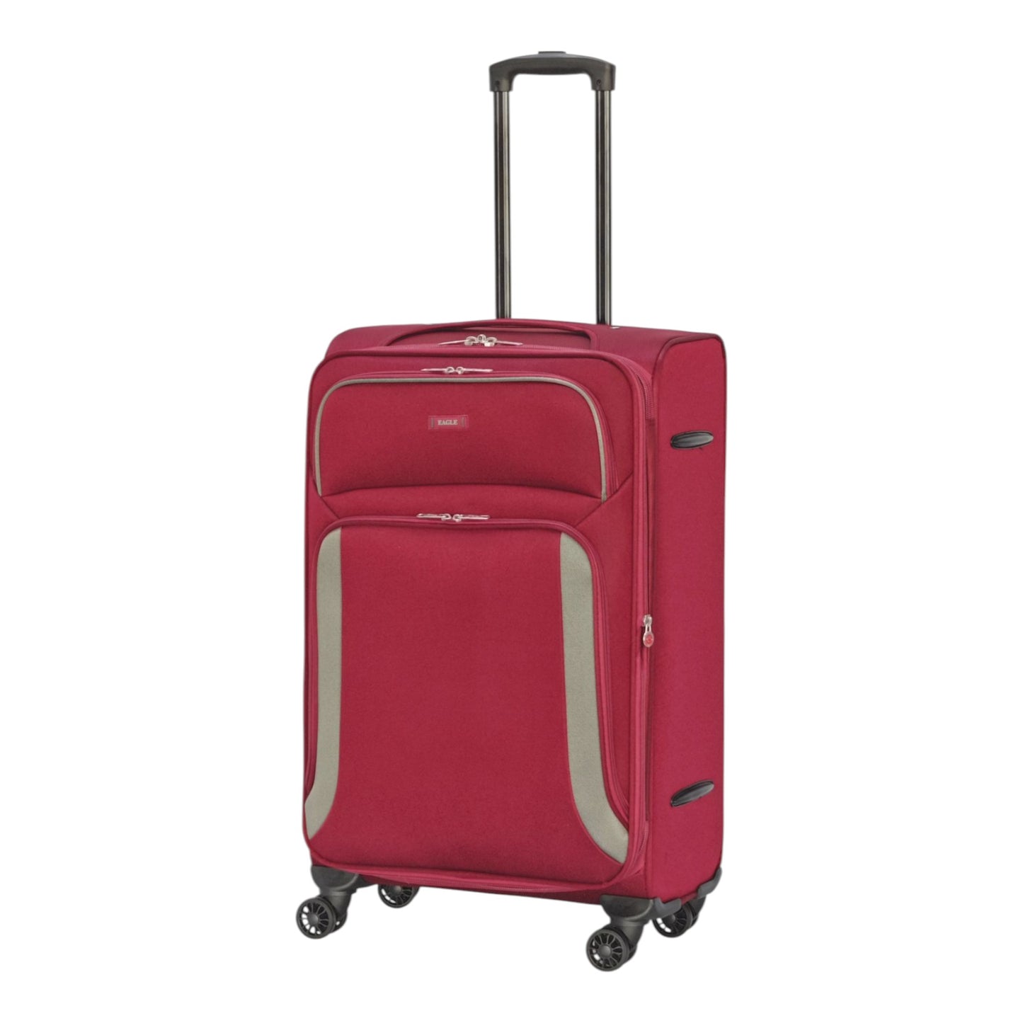 EAGLE – Premium Soft Suitcase with 4 Silent 360° Spinner Wheels, Combination Lock, and Elegant Burgundy/Grey Design