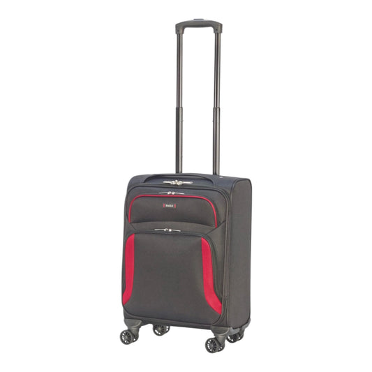 EAGLE – Premium Soft Suitcase with 4 Silent 360° Spinner Wheels, Combination Lock, and Elegant Black/Red Design