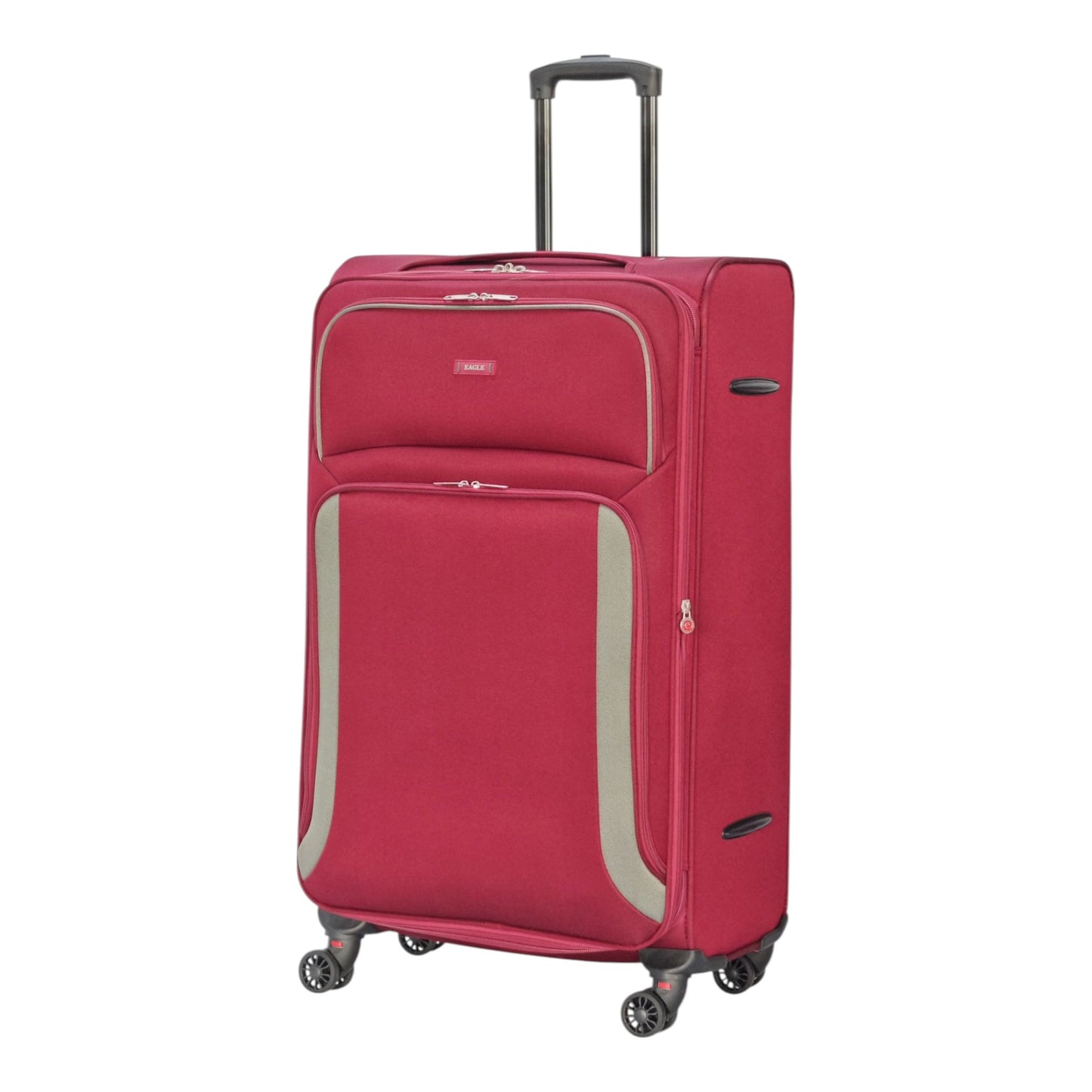 EAGLE – Premium Soft Suitcase with 4 Silent 360° Spinner Wheels, Combination Lock, and Elegant Burgundy/Grey Design