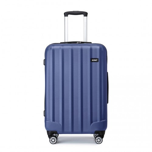 K1773-1L - Kono 24 Inch Striped ABS Hard Shell Luggage with 360-Degree Spinner Wheels - Navy