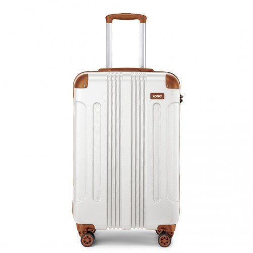 K1777-1L - Kono 19 Inch ABS Lightweight Compact Hard Shell Cabin Suitcase Travel Carry-On Luggage - Cream